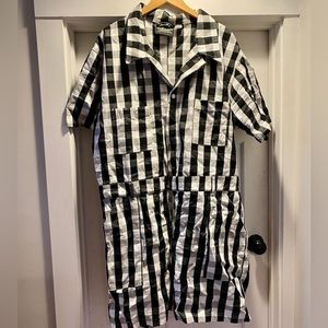 Big Bud Press (BBP) Short Sleeve Jumpsuit - Black and White Gingham - 5XL